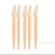 Eyebrow shaver set, 5 beige blades with tapered handle tips