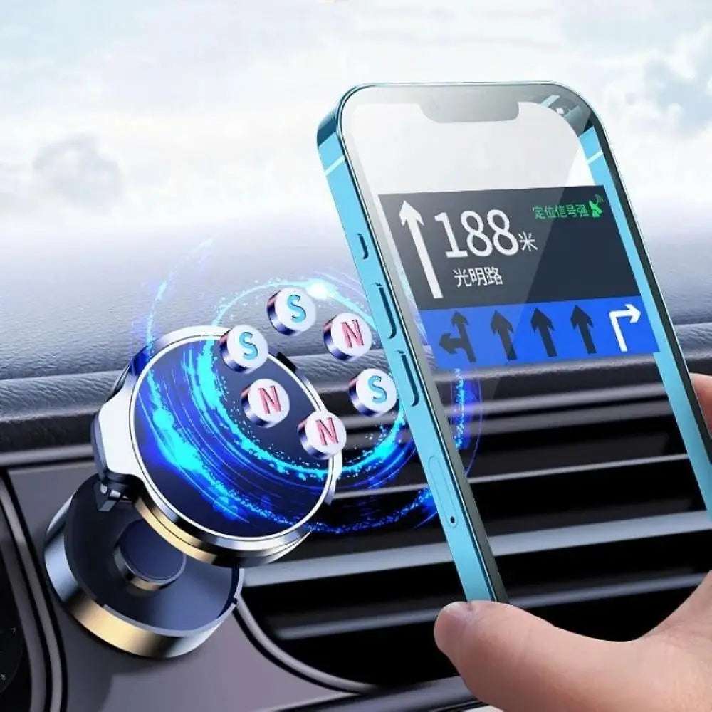 Car Mobile Phone Stand 720 Degree Rotation Metal Magnetic Suction Foldable Round Bracket Support for Universal Phones Holder