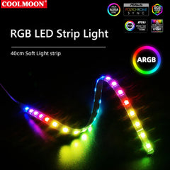COOLMOON ARGB LED Strip Light 5V 3Pin/Small 4Pin Diamond Magnetic Colorful Atmosphere DIY Lamp Bar for PC Computer Case Chassis