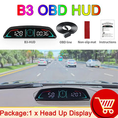 AD Car Speedometer With Alarm Water Temperature Meter G3 GPS / B3 OBD Head Up Display Accessories Auto Tachometer Clock Time