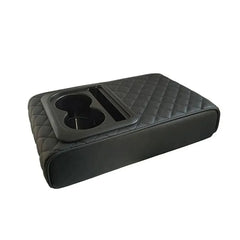 Car Armrest Box Cushion, Auto Center Console Armrest Cushion With 2 Cup Holder PU Leather Armrest Pad Portable Car Amrest Pillow