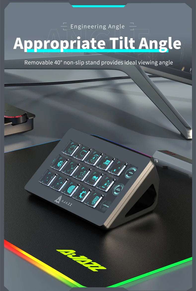 AJAZZ AKP153E Stream Deck Multifunctional Console Panel Desktop Assistente 15 Macro Keys Trigger Actions Custom Mini Keyboard