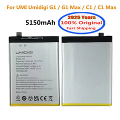 بطارية أصلية 2025 بسعة 5150 مللي أمبير في الساعة لهاتف UMI Umidigi G1 Max / C1 Max + أدوات