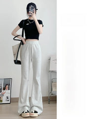 ay High Waist Bell Bot Pants Women's Summer 2025 New Casual Sports Sweatpants Small Size Slimming  Hoof Pants