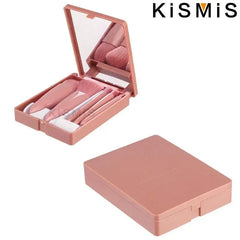5Pcs Portable Makeup Brush Set with Mirror Box Eyeshadow Blush Brush Travel Cosmetic Brushes