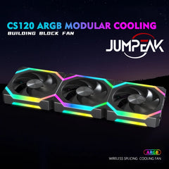 مروحة تبريد JUMPEAK CS120 ARGB مقاس 360 مم 240 مم قابلة للتكديس وتوصيل PWM صامتة 120 مم مراوح RGB لألعاب الكمبيوتر ومبرد المياه