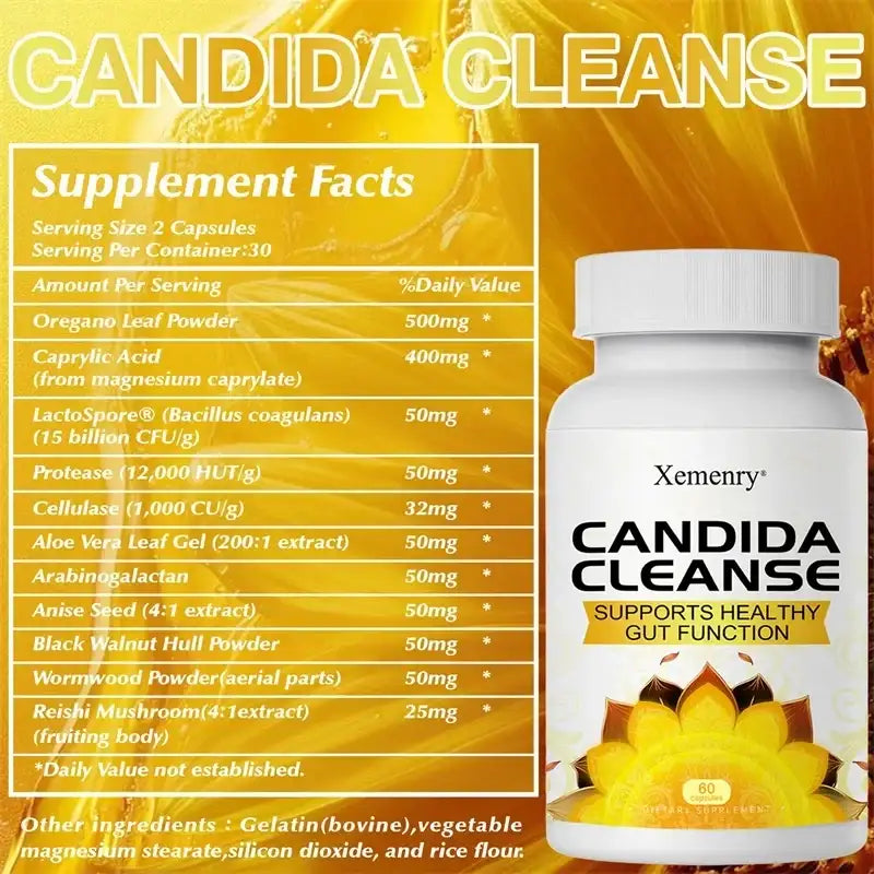 Candida Cleanse - Support Intestinal Detox & Cleansing, Balances Intestinal Flora, Metabolism, Supports Gut, Digestive Health