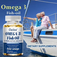 Daitea Fish Oil Capsule 2160mg Supplement Rich in DHA & EPA, Cognitive, Core Health, Immune Support, Non-GMO