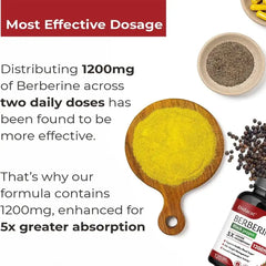Berberine Supplement 1200 Mg Per Serving - Highly Absorbed, Heart Health, Weight Management, Antioxidant