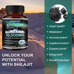 Shilajit Purest Himalayan Shilajit Resin - Gold Grade with Fulvic Acid and 85+ Trace Mineral Complex for Energy & Immune Support