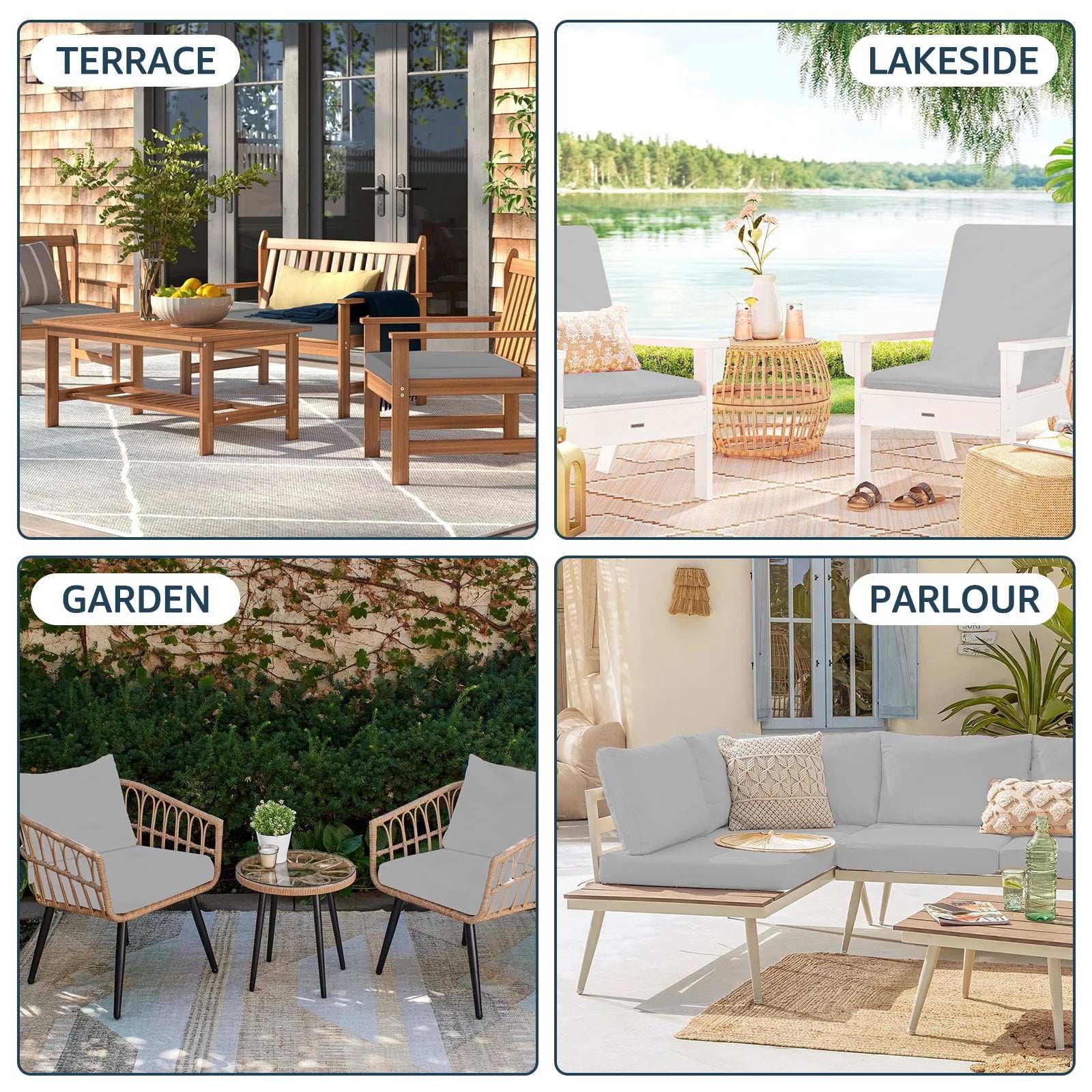 4Pcs Patio Cushion Cover 24×24in Waterproof Sofa Seat Cushion Covers Replacement Elastic Protector Minimalist Outdoor Cushion