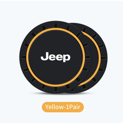 2PCS Car Coasters Water Cup Slots Non-Slip Mat Waterproof Cup Pad For Jeep Renegade Compass Grand Cherokee Wrangler JK Commander
