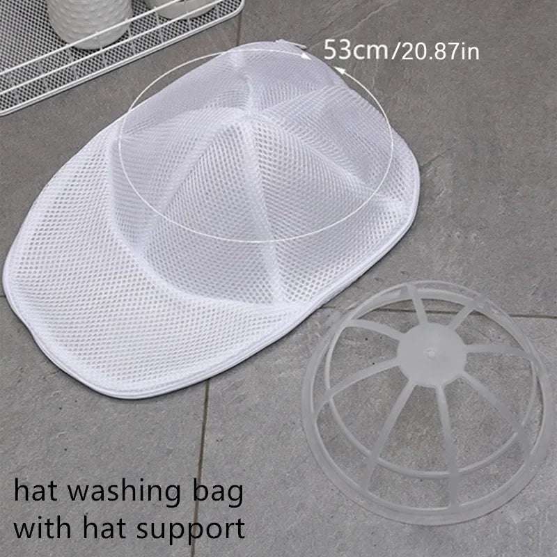 Washing Machine Hat Wash Protector Cap Cleaner Laundry Bag Small Clothes Wash Bag Anti-Deformation Mesh Organizer Zip Bags