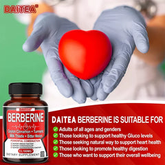 Daitea Berberine Capsules - Ceylon Cinnamon + Turmeric + Bitter Melon Extract - Cardiovascular and Digestive Health Non-GMO
