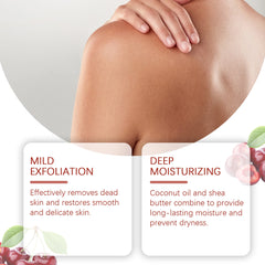 Cherry Sugar Body Scrub - Gentle Exfoliator For Smooth Skin - Hydrating & Nourishing - Sweet Scented Body Polish