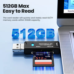 قارئ بطاقات Olaf 5 في 1 Otg Type C قارئ بطاقات Micro Sd محرك أقراص فلاش قارئ بطاقات الذاكرة الذكية USB 2.0 Tf Cf محول قارئ البطاقات