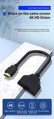 كابل موزع متوافق مع HDMI بمنفذين، بدقة 1080 بكسل، محول موزع Y لشاشة الكمبيوتر المحمول وصندوق التلفزيون