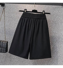 High Waist Straight Leg Elastic Women's Seven-Foot Pants Casual Outdoor Wear Summer Slimming Spor Wide Leg orts