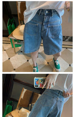 High Waist Wide Leg Jeans orts plus Size Loose Slimming Design Thin Five-Quarter Mid-Pants for plus Size Women Summer