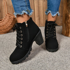 2024Women High Heel Ankle Boots Autumn Winter Booties Woman Fashion New Lady Shoes Brown Black Short Boot Female Botas De Mujer