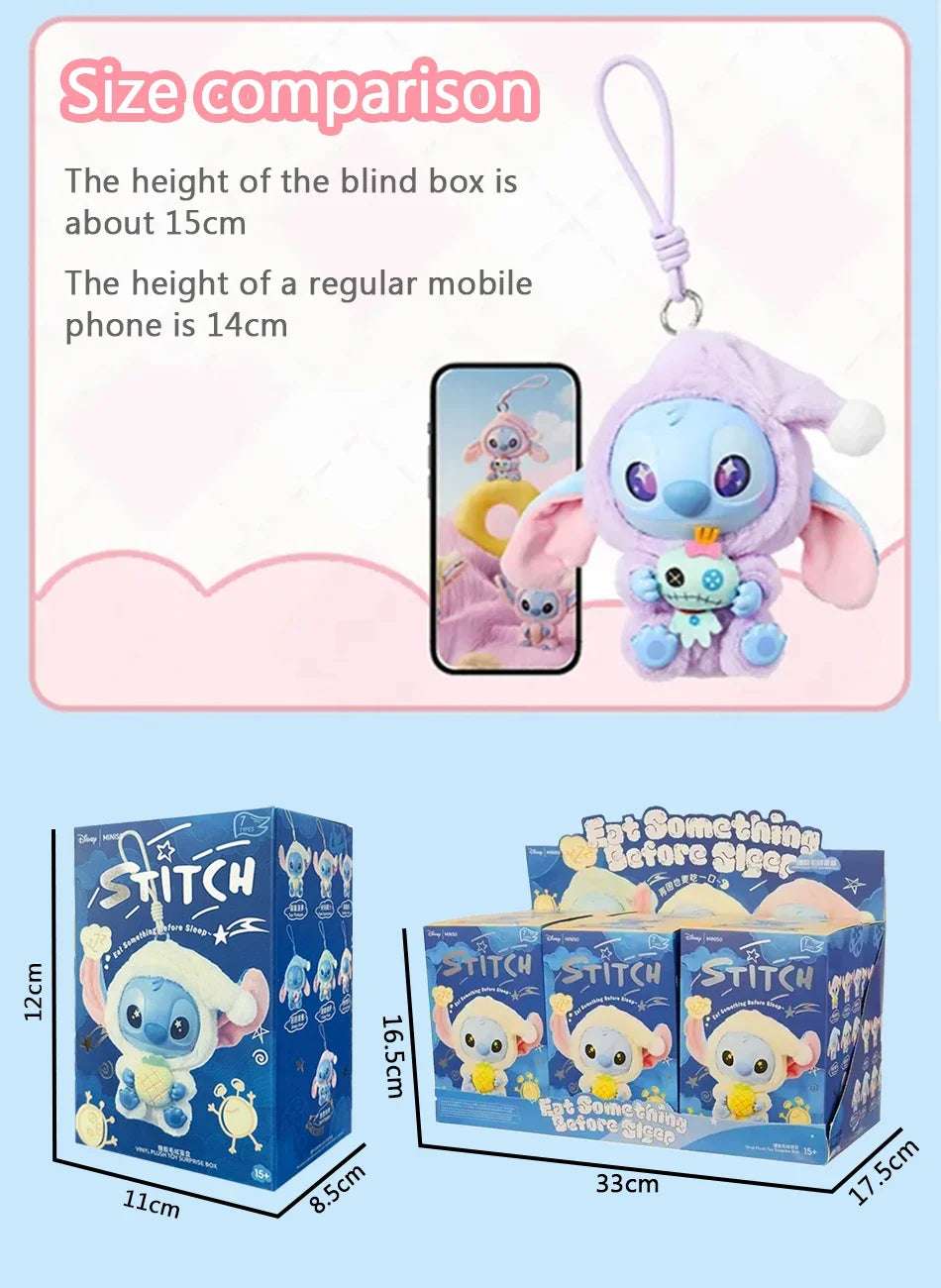 15CM New Stitch Eat Something Before Sleep Series Blind Box Plush Dolls Pendant Cute Doll Ornament Mystery Box Surprise Toy Gift
