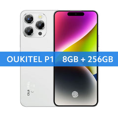 هاتف OUKITEL P1 الذكي بشاشة AMOLED مقاس 6.7 بوصة ومعالج MTK Helio G99 وذاكرة وصول عشوائي (8 جيجابايت) وذاكرة تخزين داخلية (256 جيجابايت) وكاميرا 50 ميجابكسل وبطارية 5150 مللي أمبير في الساعة ونظام NFC ونظام تشغيل Android 14