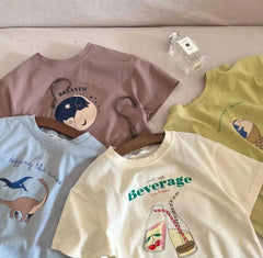Fashion Casual T-shirt Children's Clothing Printed Cartoon Kids Short Sleeve Tops Tees Boutique Boys Girls Clothes O-neck Tshirt