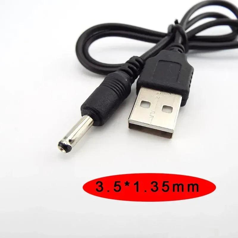 USB to DC power extension cable with 3.5*1.35mm barrel plug, black cable