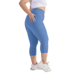 Plus size yoga pants for women Leggings fitness tummy tuck butt lift slim yoga pants with pocket summer sports cropped trousers
