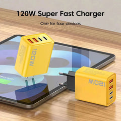 شاحن سريع 120 وات من النوع C Quick Charge 3.0 محول شاحن USB لأجهزة iPhone وSamsung وXiaomi PD USB شاحن سريع الشحن