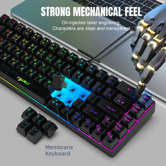 Portable HXSJ V200 68-key Korean gaming Keyboard, 65% RGB Backlit Wired office membrane Keyboard for Desktop PC and Laptops