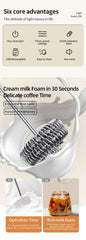 UPGRADED Electric Coffee Frother/MILK Whisk+Egg Beater MINI Food Blender USB Rechargeable Handheld Three Speeds Espresso Tools
