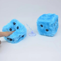 1Kit Fuzzy Plush Dice with Dots Retro Square Plush Hanging Mirror Fuzzy Dices Kid Toys For Pink Car Interior Ornament Decoration