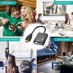 محول متوافق مع HDMI إلى VGA مع صوت HDTV ذكر إلى VGA أنثى محول منفذ HDTV إلى VGA مخرج 1080P HDTV صوت تلفزيون فيديو