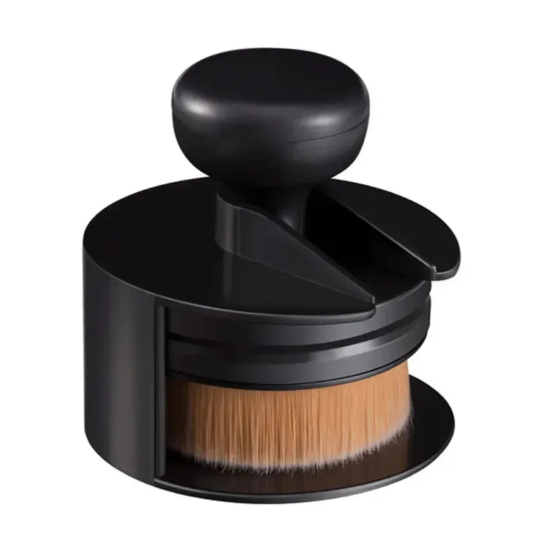 Vinyl record cleaning brush with black dome cap and side sweep opening