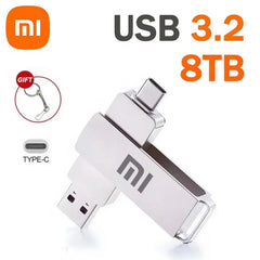 محرك أقراص فلاش Xiaomi 16 تيرابايت USB 3.2 عالي السرعة لنقل USB Type-c 2 في 1 8 تيرابايت 16 تيرابايت OTG Pendrive قرص فلاش مقاوم للماء للكمبيوتر