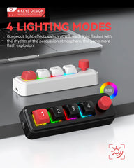 لوحة مفاتيح ميكانيكية ماكرو برمجة لوحة مفاتيح RGB Mini Hot Swap 4 مفاتيح 1 مقبض لوحة مفاتيح ميكانيكية سلكية قابلة للتبديل السريع للألعاب