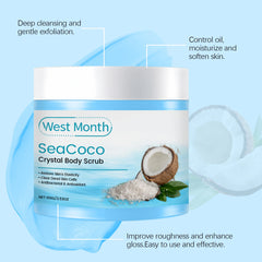 Coconut Body Scrub Remove Dead Skin Exfoliating Fading Dark Spots Softening Brightening Smoothing Cleansing Sea Salt Body Scrub