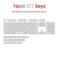 127Keys Korean PBT Keycap Neon Theme XDA Profile For Gaming RGB Mechanical Keyboard Key Caps for Cherry MX Switch English Korea