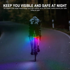 RGB Bicycle Lights Bike Tail Light 600/750 mah Memory Mode Rainbow LED Warning USB Waterproof Helmet Scooter Rear Taillight
