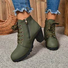 2024Women High Heel Ankle Boots Autumn Winter Booties Woman Fashion New Lady Shoes Brown Black Short Boot Female Botas De Mujer