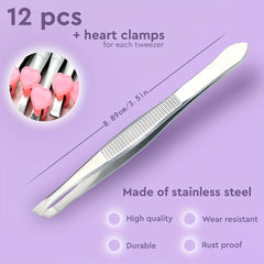 3/5/12Pcs Stainless Steel Tweezers Ingrown Hairs - Precision Tweezers for Fine Hair Remover for Women Eyebrow Tweezers for Wome