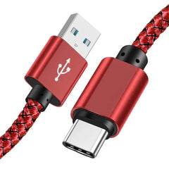 كابل بيانات نايلون شاحن سريع USB A إلى كابل شحن من النوع C لهاتف Huawei Samsung Android TypeC جهاز شحن 1 متر 2 متر 3 متر