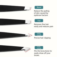 4PCS Tweezers Set Professional Makeup Tools Stainless Steel Tweezers for Eyebrows for Facial Hair and Ingrown Hair Removal