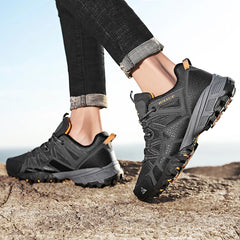 HIKEUP Breathable Cushioning Nonslip Sneakers Men's Hiking Shoes Running Trekking Sneakers Outdoor Mountain Sports Shoes for Men