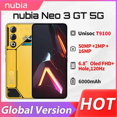 Global Version Nubia Neo 3 GT 5G Mobile Phone 6000 mAh Battery 88W Charge 50MP Camera 6.8'' 120Hz OLED Unisoc T9100 Esim NFC