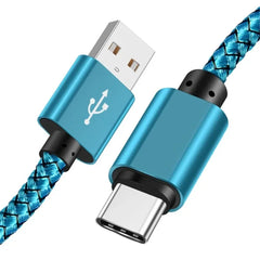 كابل بيانات نايلون شاحن سريع USB A إلى كابل شحن من النوع C لهاتف Huawei Samsung Android TypeC جهاز شحن 1 متر 2 متر 3 متر