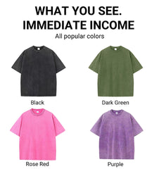 American Style Retro Heavyweight Solid Color Short Sleeved T-shirt Men Women Summer Street Trendy Washed Old Oversized Clothes