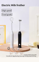 UPGRADED Electric Coffee Frother/MILK Whisk+Egg Beater MINI Food Blender USB Rechargeable Handheld Three Speeds Espresso Tools