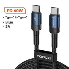 كابل Toocki 100 واط من النوع C إلى USB C بتقنية PD 3.0 للشحن السريع 4.0 من النوع C إلى النوع C لأجهزة iPhone 15 وMacbook وSamsung وXiaomi